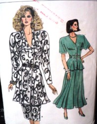 9834 EZ VOG LS PEPLUM TOP LENGTHS,ST-FLARE SKIRT PATTERN 8-12